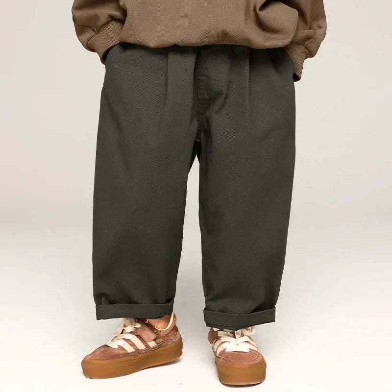 2025 Spring Kids Pants Korean style Children's solid color casual pants Boys cotton loose Trousers