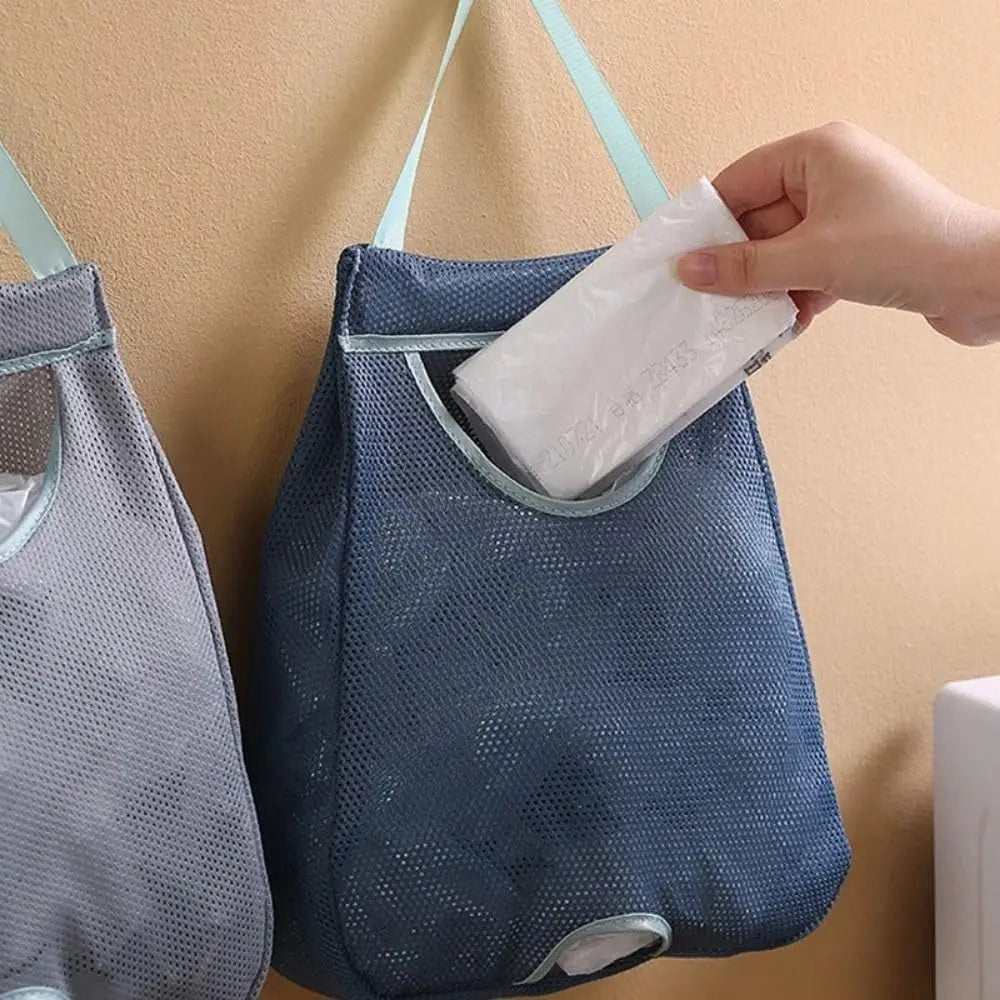 Plastic Bag Holder Trash Bag Dispenser Plastic Grocery Bags Large Grocery Bag Holder Breathable Mesh Hanging Storage