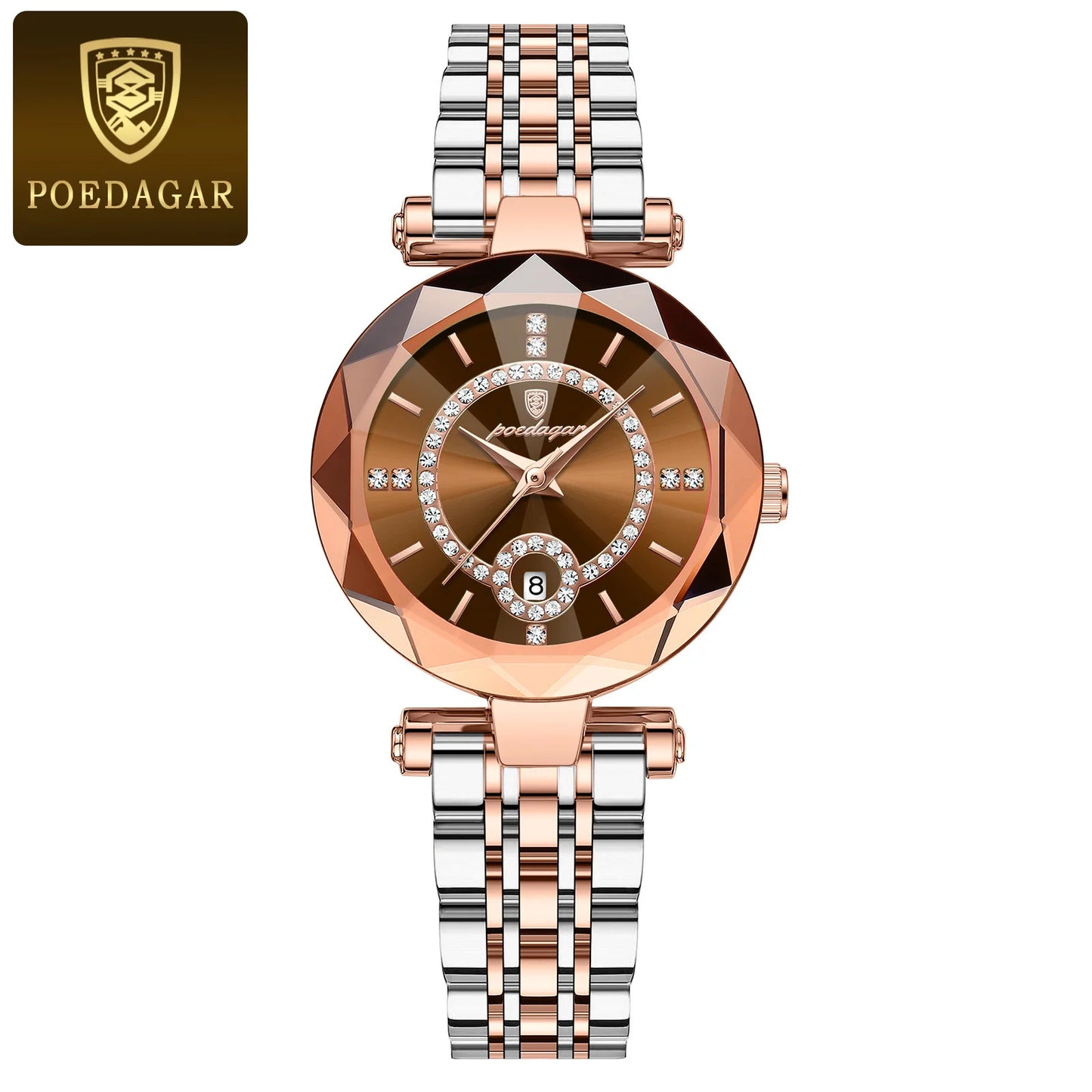 POEDAGAR Luxury Fashion Women Watches Waterproof Stainless Steel Date Diamond Ladies Watch High Quality Quartz Woman Wristwatch