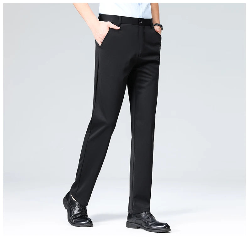 29-42 Men's Summer Thin Fashion Business Casual Suit Pants Long Pants Men's Elastic Straight Sleeve Formal Pants Plus Size 28-40