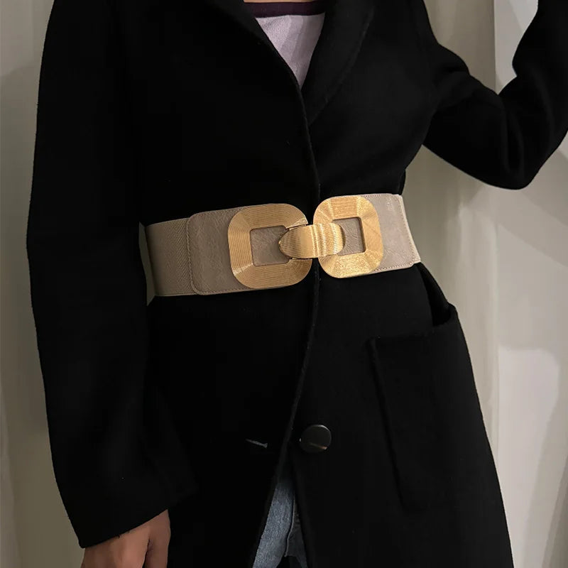 Black Plus Size Wide belt for women Girdles Elastic Cummerbunds Luxury Brands Designer Corset Belt Female Punk Gothic Belt Gold BAZAARHUBO