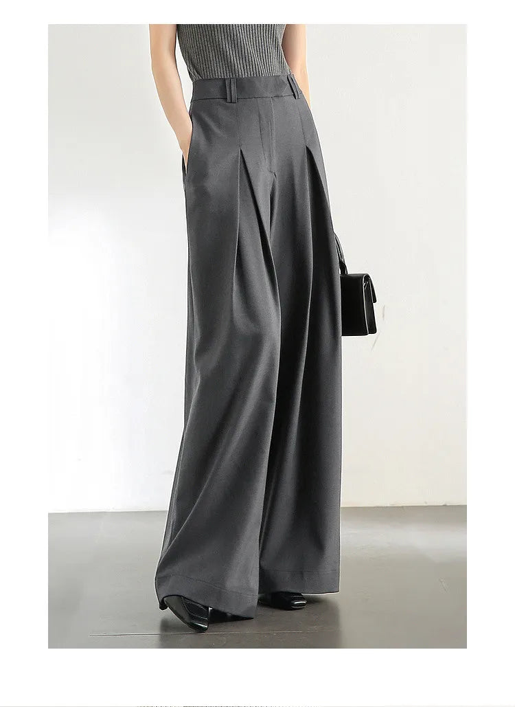 SENTUBILA Women Wide Leg Pants Office Lady Work Wear Trouser 2026 Spring Fashion Elegant Commute Full-length Pants 133K51993
