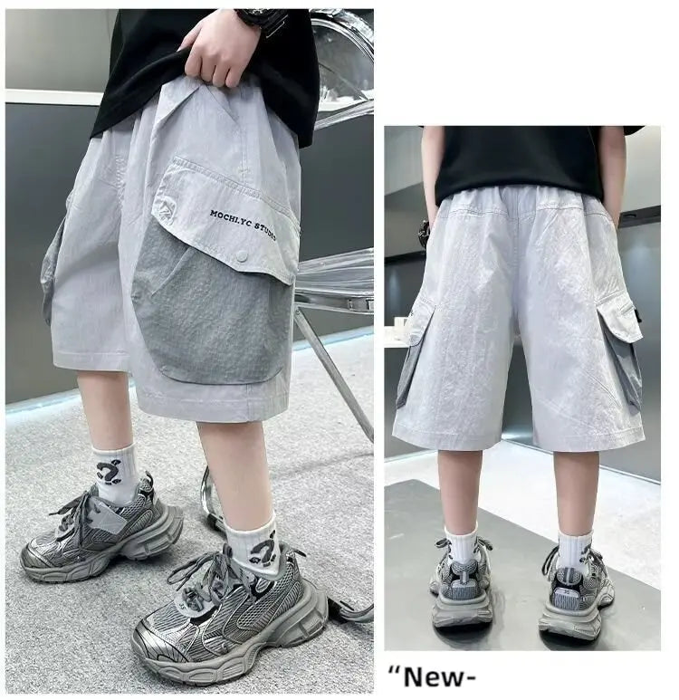 Kids Teenage Casual Baggy Shorts Quick Dry 5 Point Pants Summer Boys Sporty Shorts Pockets Trousers for Kids Clothing