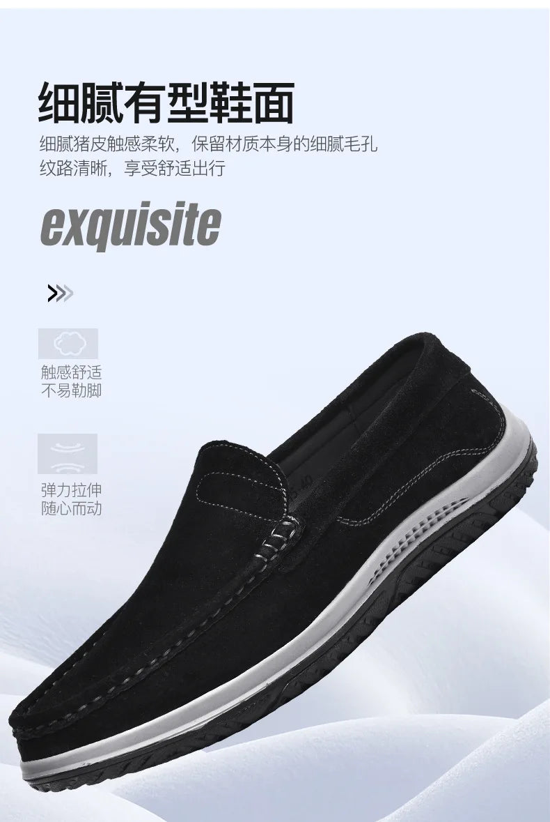 Men's Suede Casual Leather Shoes Fashionable Breathable Comfortable Driving Shoes Men Shoes