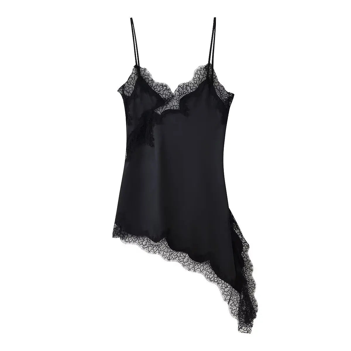 KONDALA Women Sexy High Street Lace Cami Short Dress Asymmetrical Dress 2025 Spring Autumn Fashion Party Dinner Date Mujer Dress