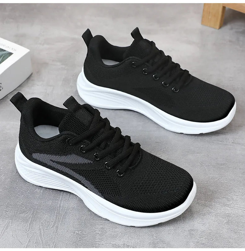 Women Casual Sport Shoes Breathable Lightweight Sneakers Outdoor Mesh Black Running Shoes Athletic Jogging Tenis Walking Shoes