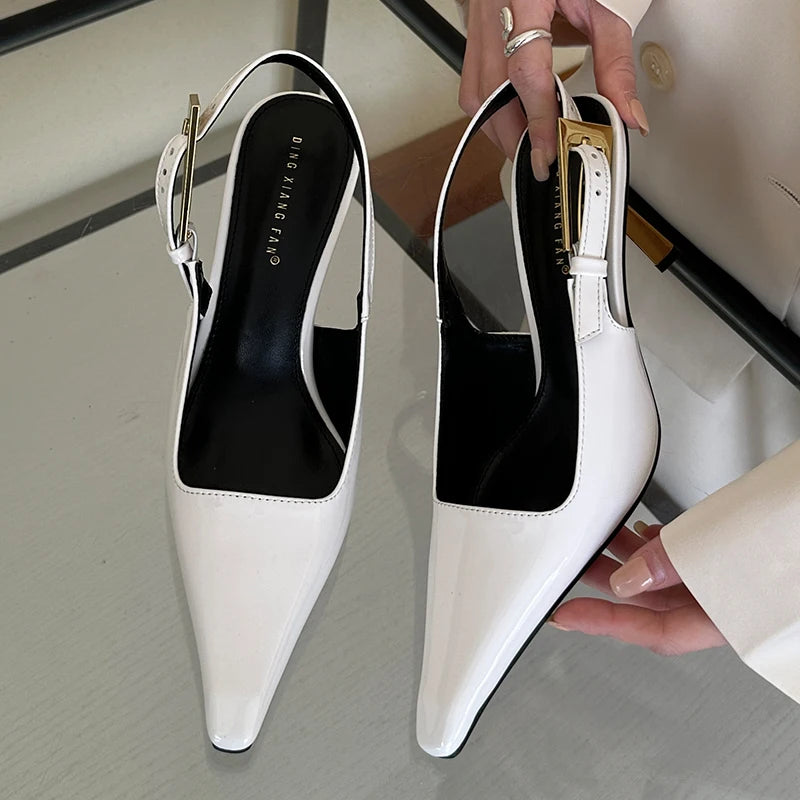 Women Shoes Pumps Sandals Spring Fashion Pointed Toe Slingbacks Female Footwear Summer Ladies Shallow Shoes High Heels
