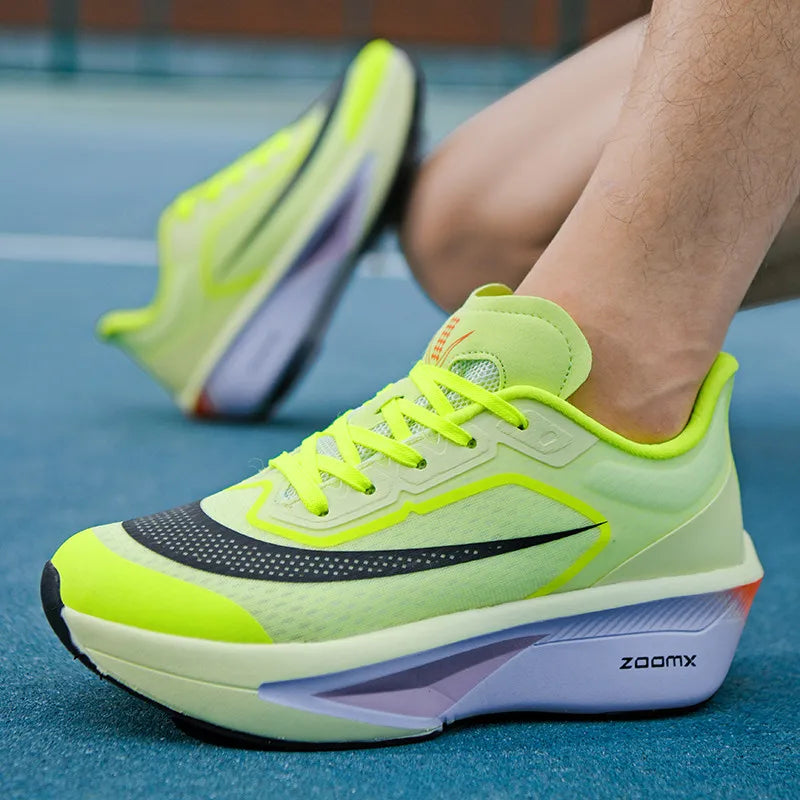 Brand Men's Carbon Plate Running Shoes Soft Cushion Shock Absorbing Sports Shoes Unisex Sneakers Light Anti-Slip Training Shoes
