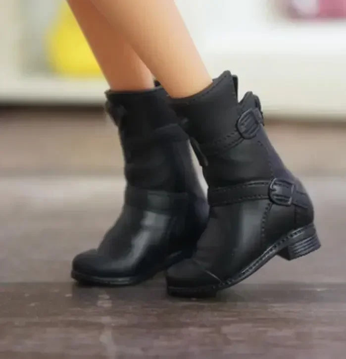 Doll shoes boots black silver high heels flat foot accessories for your BB dolls BBI20201021B