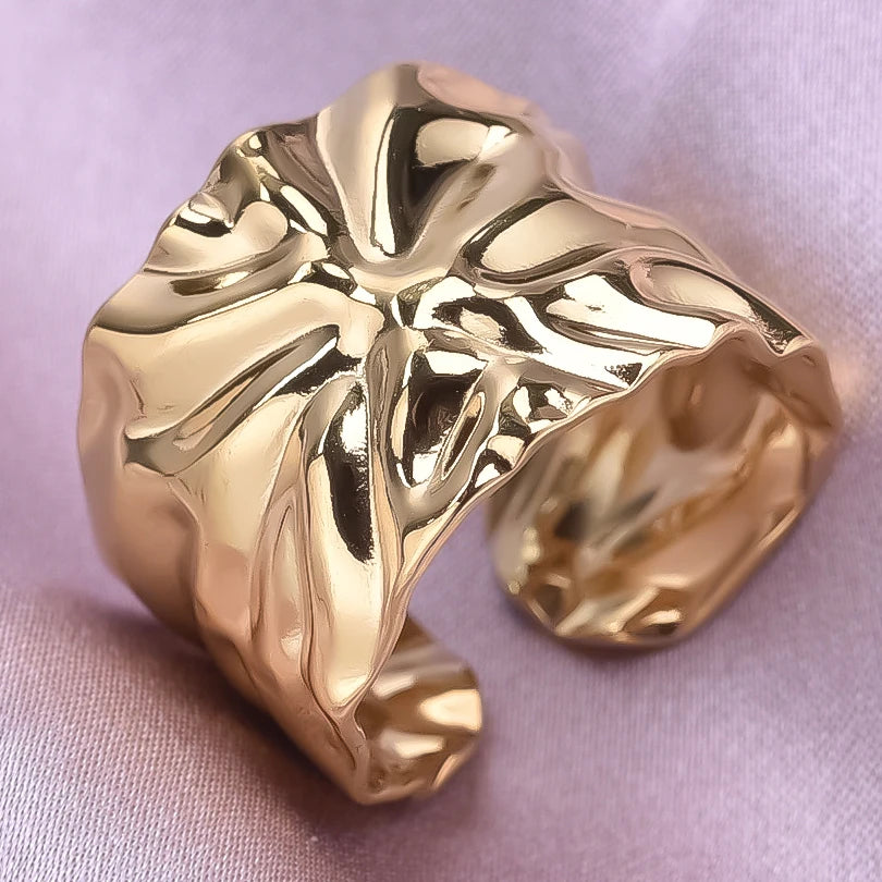 1/2/3pcs Mix Color Chunky Wide Ring Open Stainless Steel Rings For Women Men Accessories Irregular Surface Kpop Fashion Jewelry