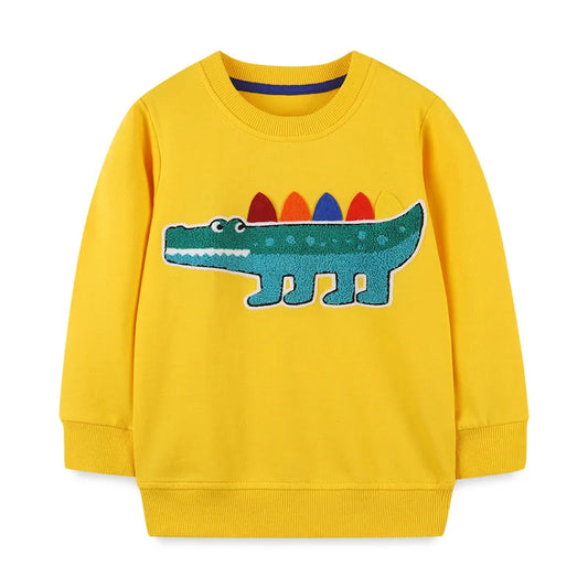 Little maven 2025 Baby Boys Sweatshirt Spring and Autumn Cotton Casual Clothes Fashion Tops for Kids Animal Crocodile Clothes