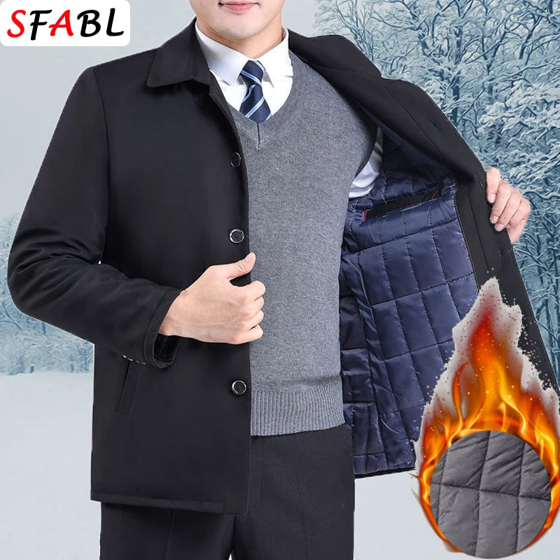 Luxury Thicken Padded Blazers for Men Social Jackets Men's Winter Jacket Windbreak Fleece Lining Business Office Dress Coat XXXL