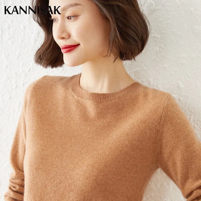 Autumn Winter Women's Sweater O-neck Cashmere Solid Pullovers Slim Bottoming Shirt Long Sleeve Casual Basic Pull Femme Sweater
