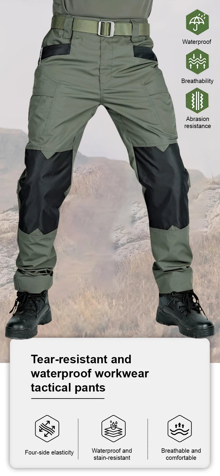 Men's Loose Training Pants Tactical Work Pants Men Cargo Trousers Multi-pocket Waterproof Pant Outdoor Workwear Hiking Trousers