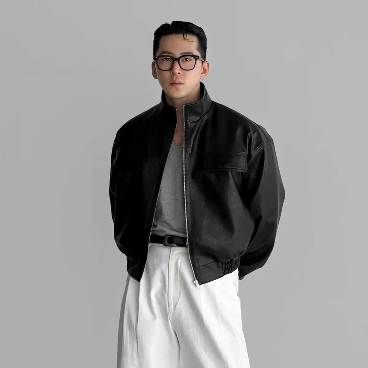 Mauroicardi Spring Autumn Cool Short Waterproof Thickened Warm Black Pu Leather Bomber Jacket Men Zip Up Luxury Designer Clothes