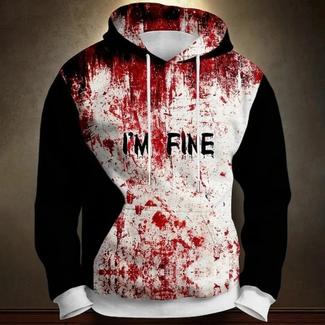 Halloween Men's Hoodie Blood Stain 3D Print Sweatshirt Exaggerated  Long Sleeve Sweatshirt Hoodie Oversized Men's Clothing BAZAARHUBO