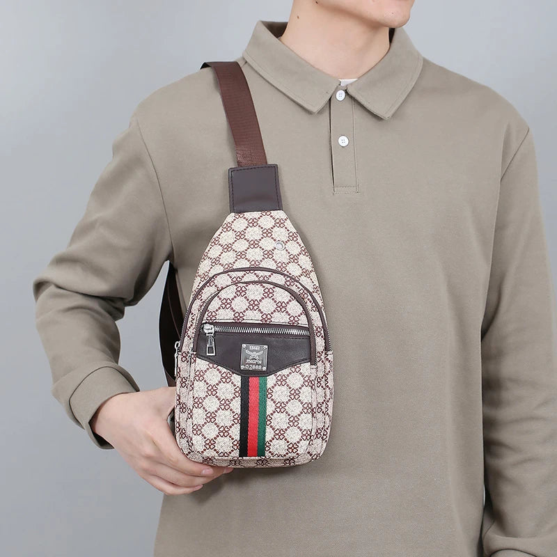 Men's Multifunction Messenger Bag Shoulder Cloth Chest Bags Crossbody Casual  Handbag with Earphone Hole