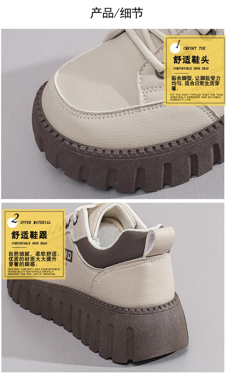 2026 New Style Women's Spring Casual Shoes Campus Style Student Designer Platform Shoes Fashion Women Versatile Leather Sneakers