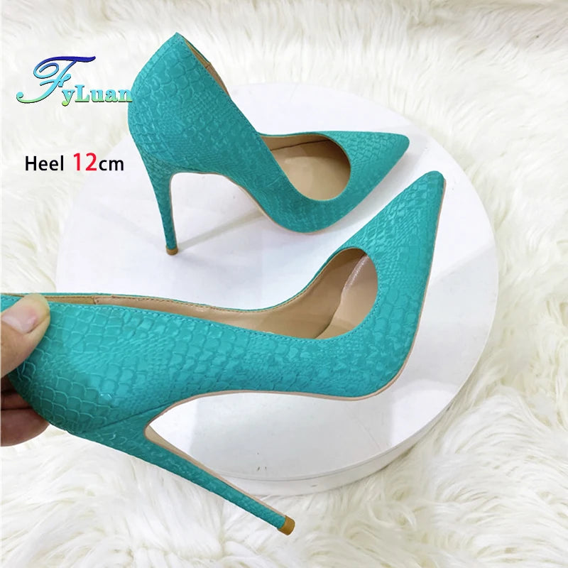 Snake Pattern Thin High Heels Women 8CM 10CM 12CM Elegant Shallow Mouth Party Dress Shoes Brand Lady Shoes Office Woman Pumps