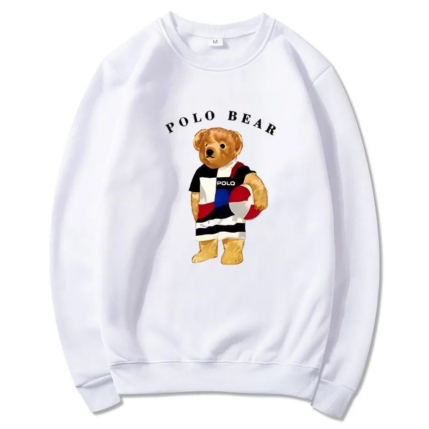 Men's casual and comfortable pullover, fashionable and versatile hooded sweatshirt with teddy bear pattern, sports shirt BAZAARHUBO