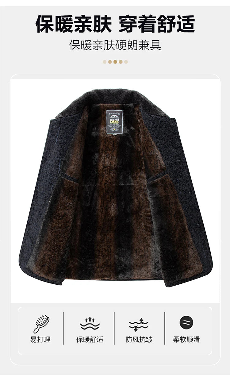 2026 Men Woolen Coats Men's business Casual Trench Coat Winter Coat with wool inner Man Autumn and Winter Wool Coat for Men