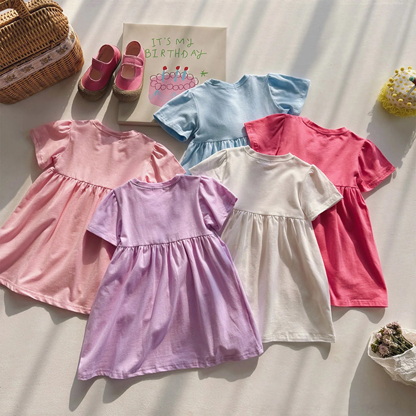 Kids Girls Summer Fashion Casual Sweet A-line Dress Playwear Sundress for Birthday Party Daily School Beach Vacation Photography
