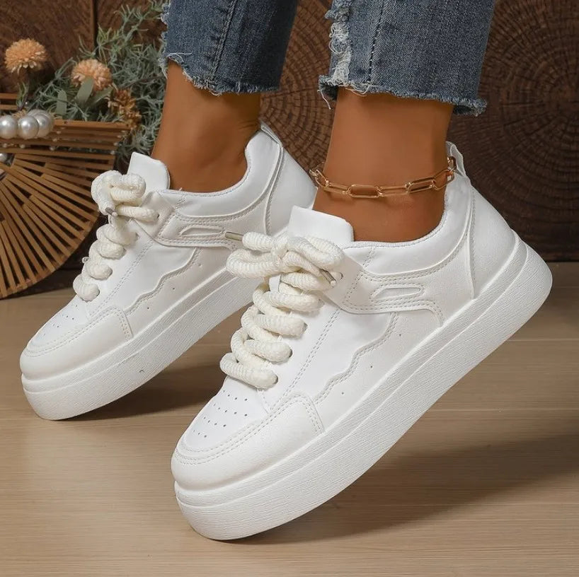 Thick-Soled Sneakers for Women 2025 Fall New Fashion Versatile Heightening Bread Shoes Casual Platform Women's Vulcanize Shoes