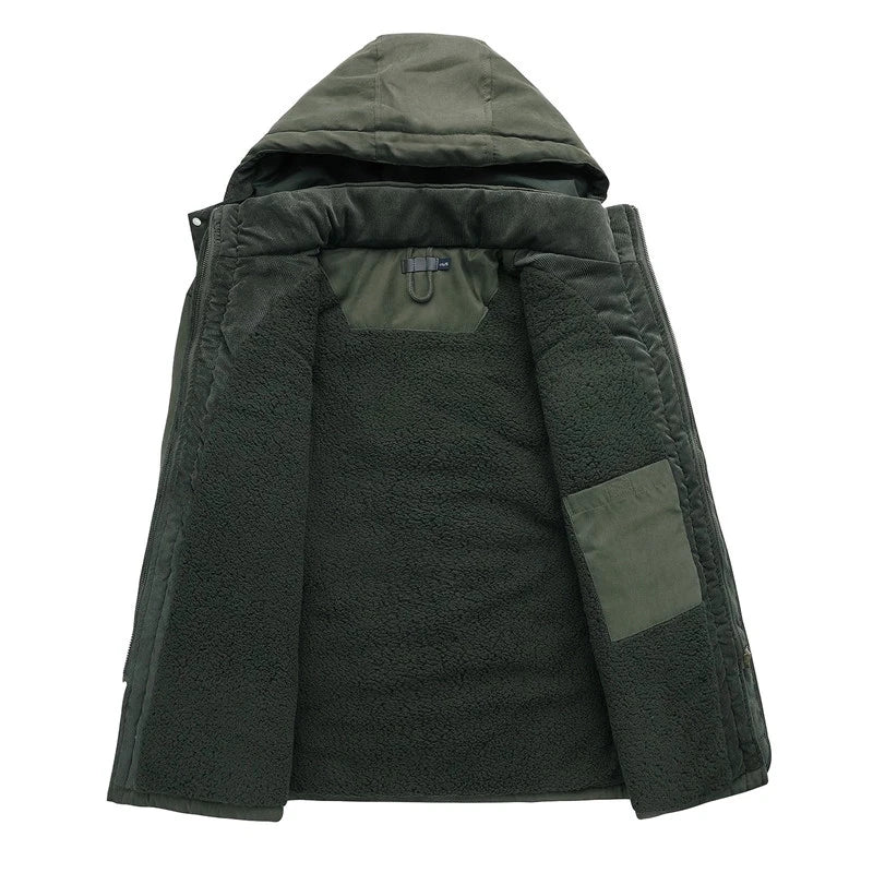 Men's Thicken Parkas Cashmere Fleece Coats Military Outdoor Warm Winter Jacket Cotton-Padded Male Windbreaker Hooded Outwear