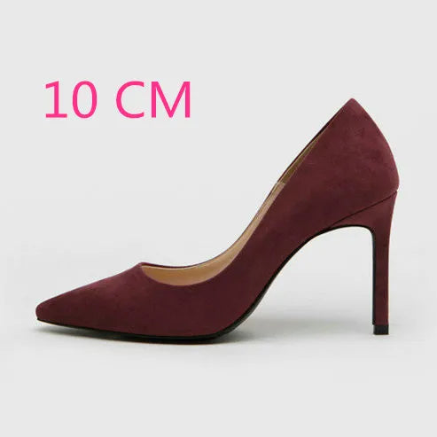 2025 Flock Leather Heels Women Pumps Bucket Pointed Toe High Heels Sexy Lady Shoes Thin Heels Chaussure Femme Autumn