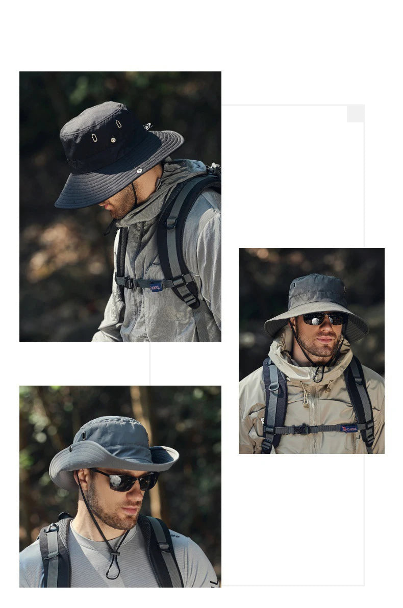 Summer Wide Large Brim Men Fisherman Hat Waterproof UV Protection Sun cap Hiking Fishing Climbing Oversized Safari Bucket Hats BAZAARHUBO