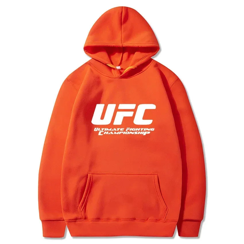 2026 New UFC Men's Hooded Sweatshirt Autumn Winter Polar Print Casual Sports Hooded Sweat BAZAARHUBO