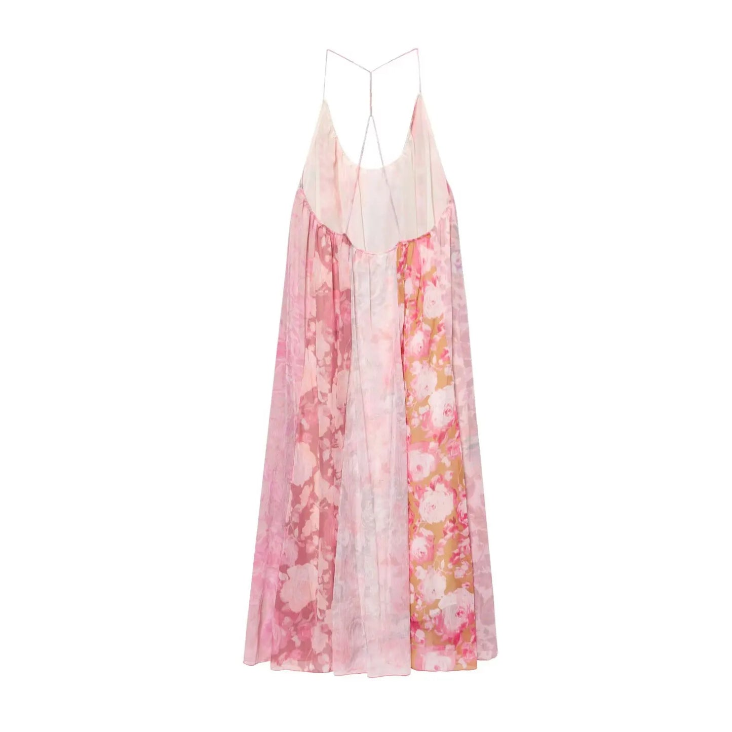 HH Summer Fashion Seaside Vacation Style Elegant Suspender Dress With Flower Print Backless Sleeveless Sexy Midi Dresses