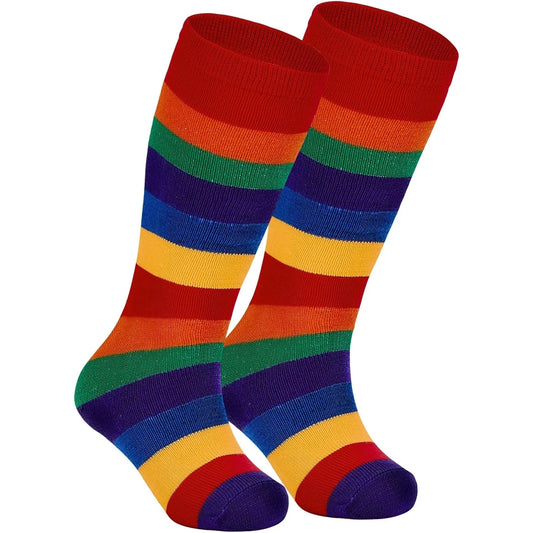 Children Socks Girls Socks Knee Casual Fashion Rainbow Striped Printing Knee Socks Kids Breathable Cotton Girl Socks