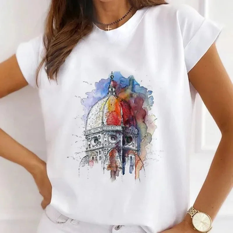 African Women's New Fashion City Girl Half Sleeve Basic Cute Clothes T-shirt Graphic T Shirts Y2k Tops Harajuku Vintage Tee