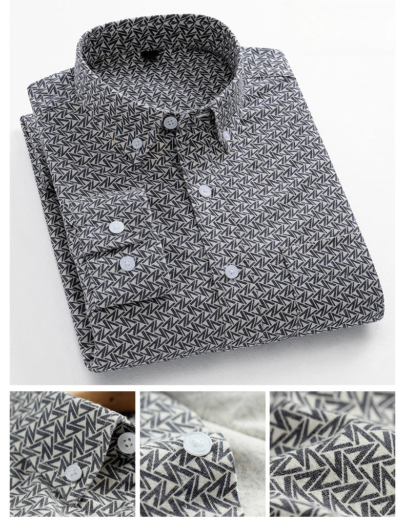 Fashion korean trends casual long-sleeve shirts for men slim fit plain shirt 100%cotton plaid striped tops soft designer clothes