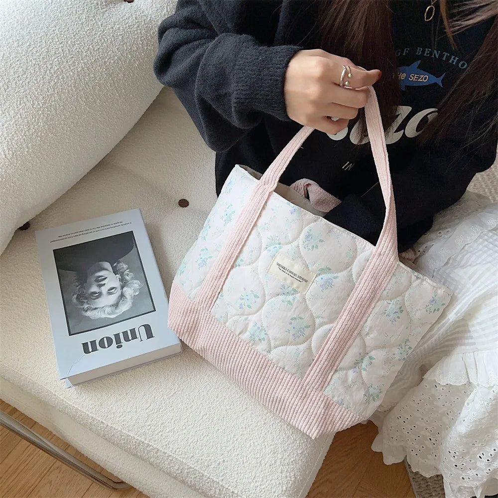 Sweet Floral Women's Bento Handbags Retro Patchwork Ladies Tote Shoulder Bags Retro Flower Female Storage Shopper Bag Purse