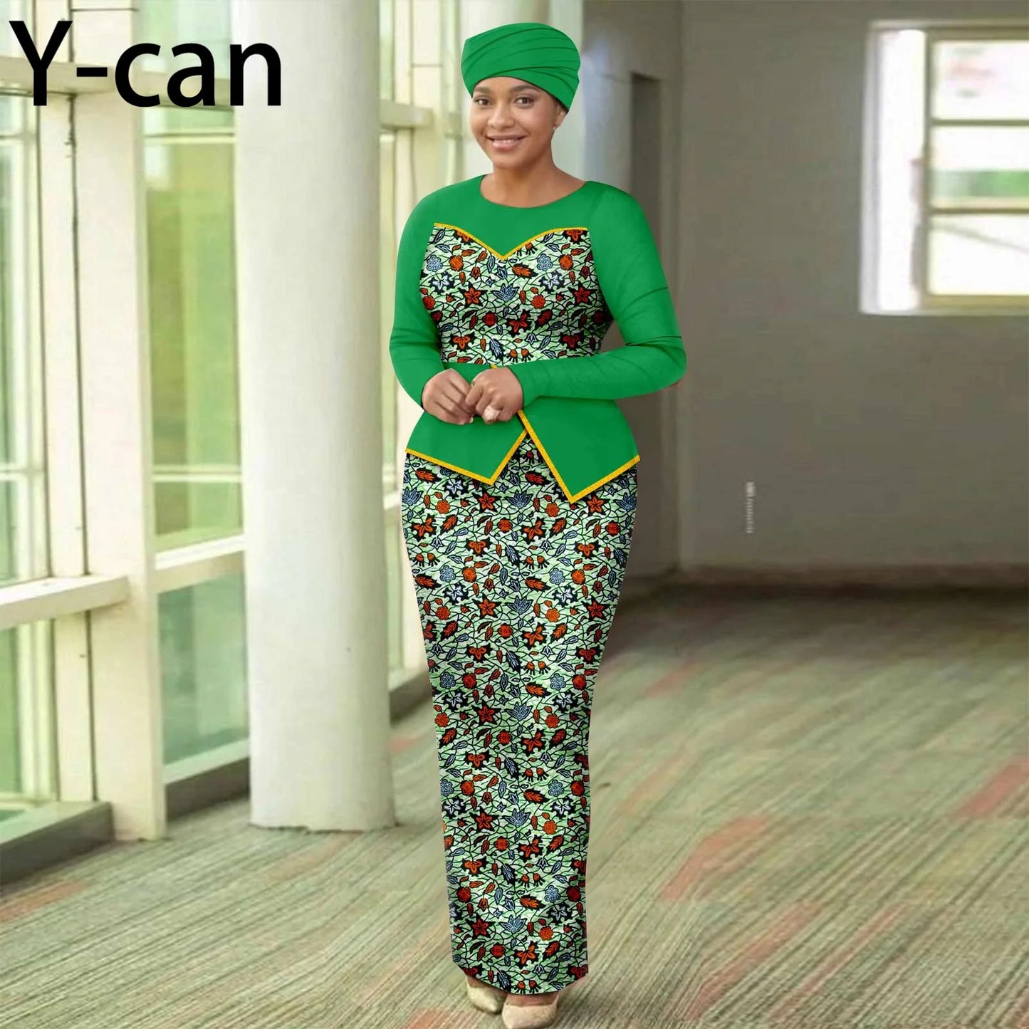 African Dresses for Women Elegant Patchwork Women Gown with Headscarf  Wedding Party African Style Ankara Print 2525050