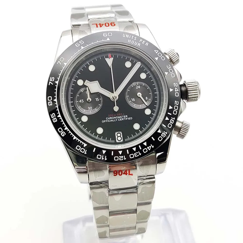 39mm VK64 Quartz Chronograph Men's Watch Sapphire Glass Waterproof Sport quartz watches Stainless Steel Strap Reloj Hombre