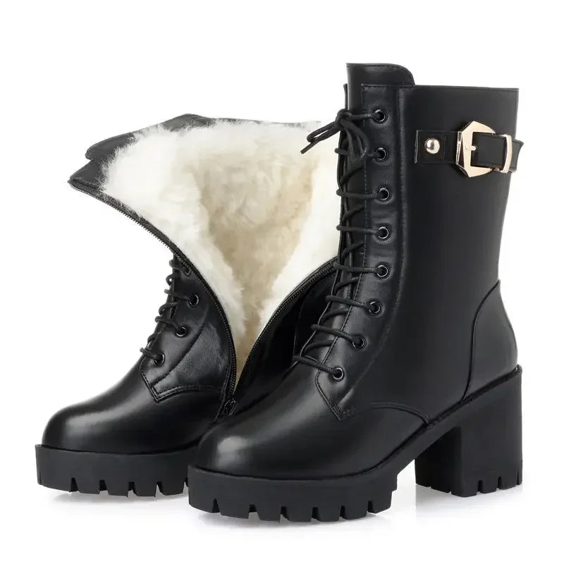 Luxury Women's Boots Winter Warm Women Snow Boots Fashion High Quality High Heels Comfort Platform Women Short Boots Botas Mujer
