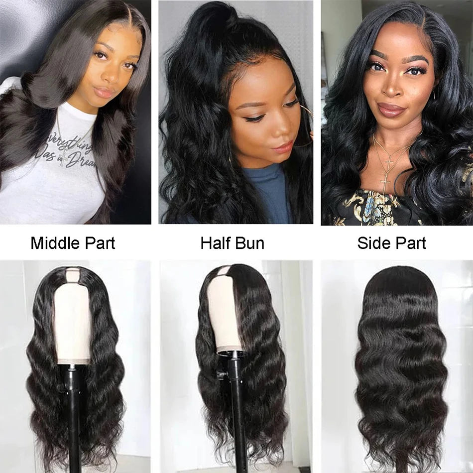 V Part Wig Human Hair Body Wave Upgrade No Leave Out Glueless Wigs U Part Shape Wig For Women Pre Plucked Remy Hair Daily 200%