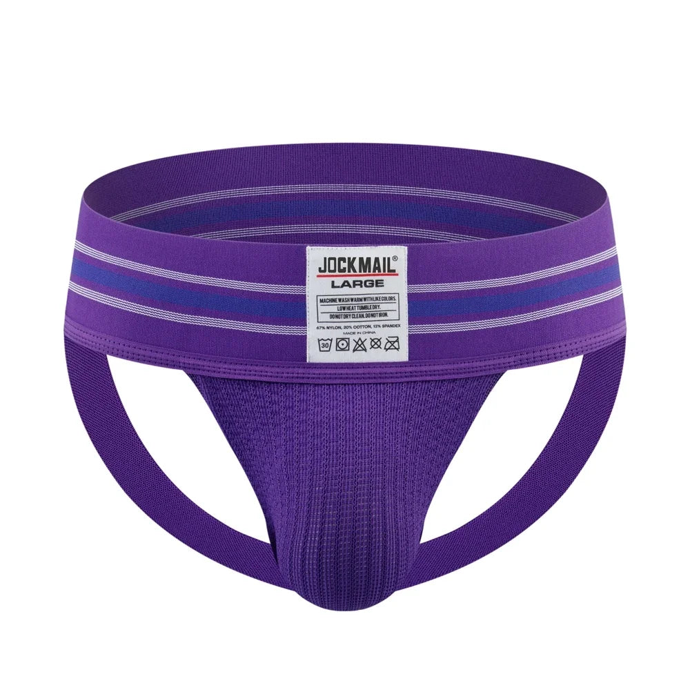 JOCKMAIL Men Athletic Supporters Jockstrap Thongs Mens Underwear  Underpants Bikini  3" Elastic Waistband  Hombre Panties