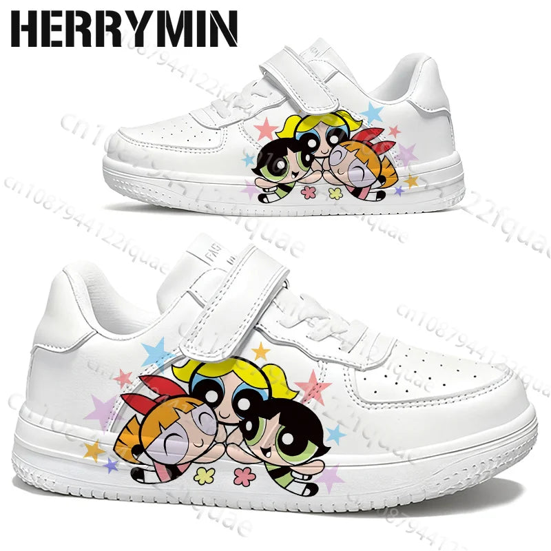 2026 Boys Girls Powerpuff Girls Cartoon 3D Print Parent Child Shoes Woman Simple Four Season Casual Sneaker Size 28-40