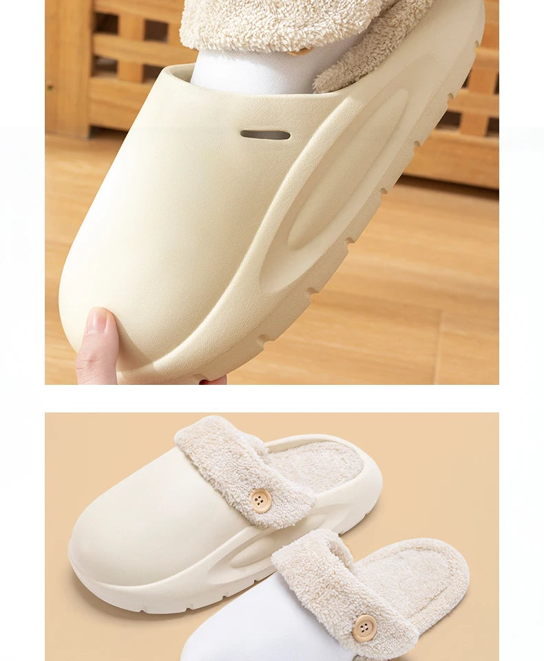 Winter Waterproof Warm Plush Slippers for Young People,Women,Men