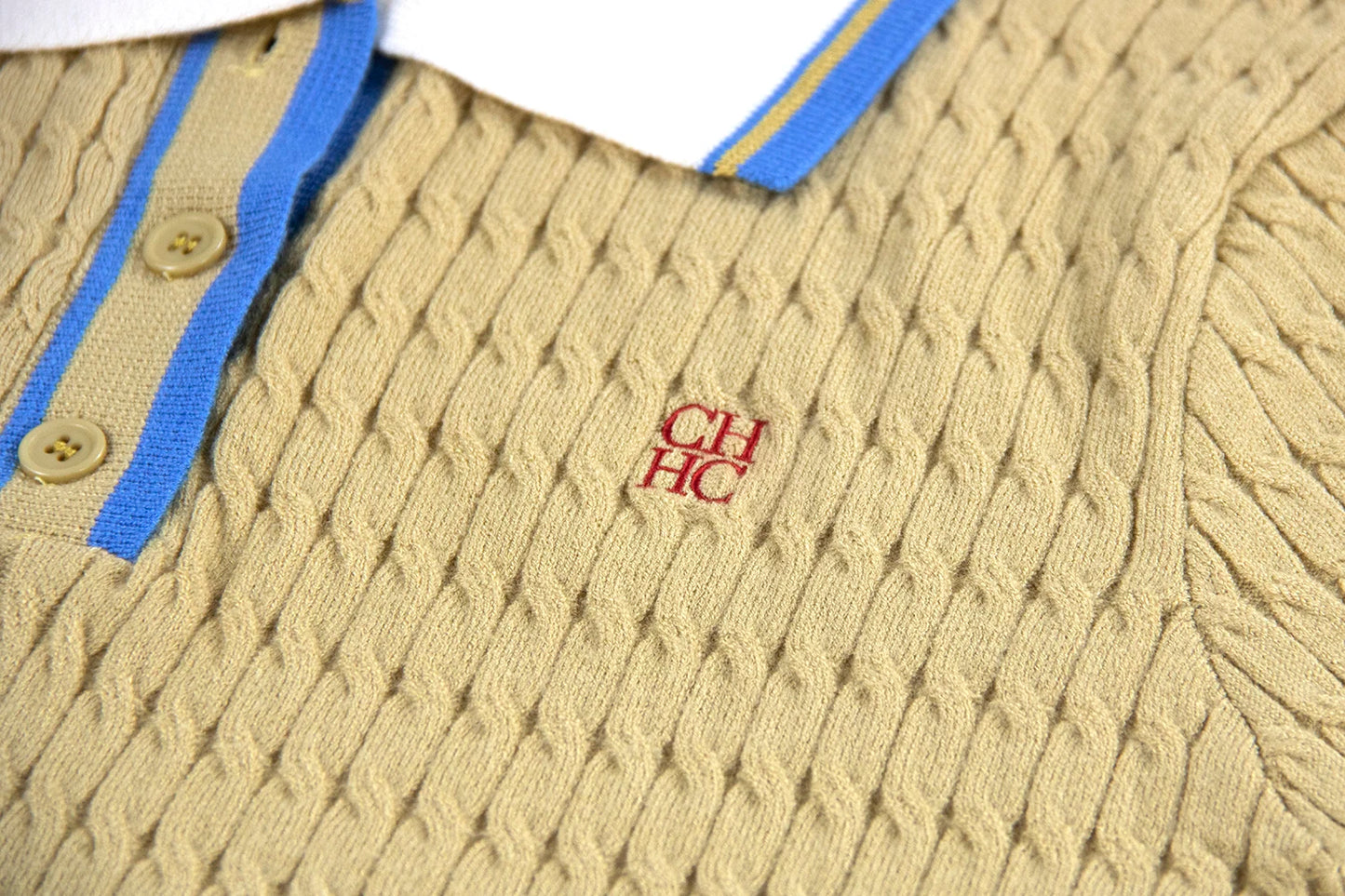 CH Solid Color Embroidered Knit Polo Shirt Women Elegant Short Sleeve Ribbed Trim Office Casual Tops