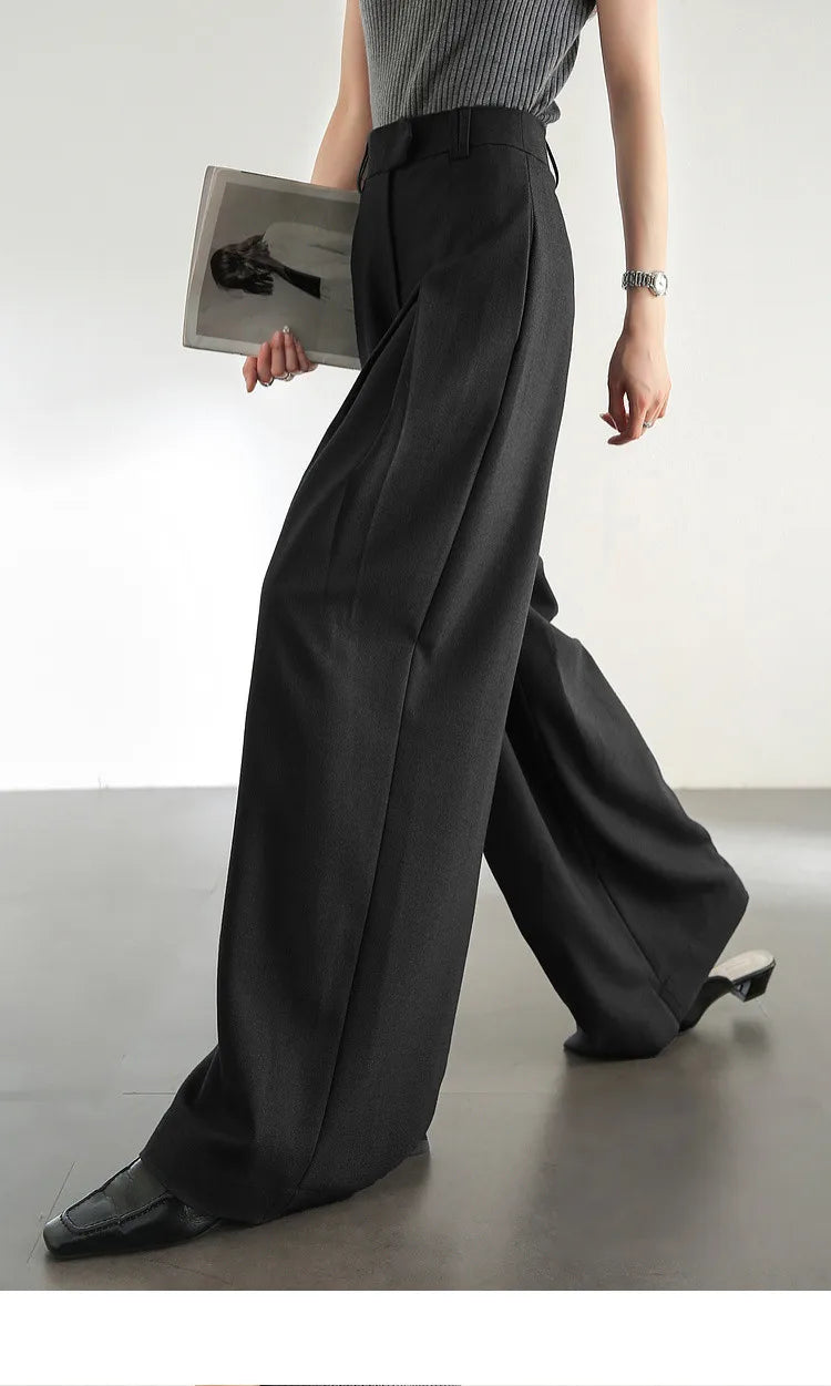 SENTUBILA Women Wide Leg Pants Office Lady Work Wear Trouser 2026 Spring Fashion Elegant Commute Full-length Pants 133K51993