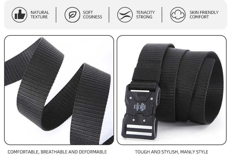 Plastics Tactical Belt Quick Release Outdoor Belt Soft Real Nylon Sports Accessories Men And Women Black Belt BAZAARHUBO