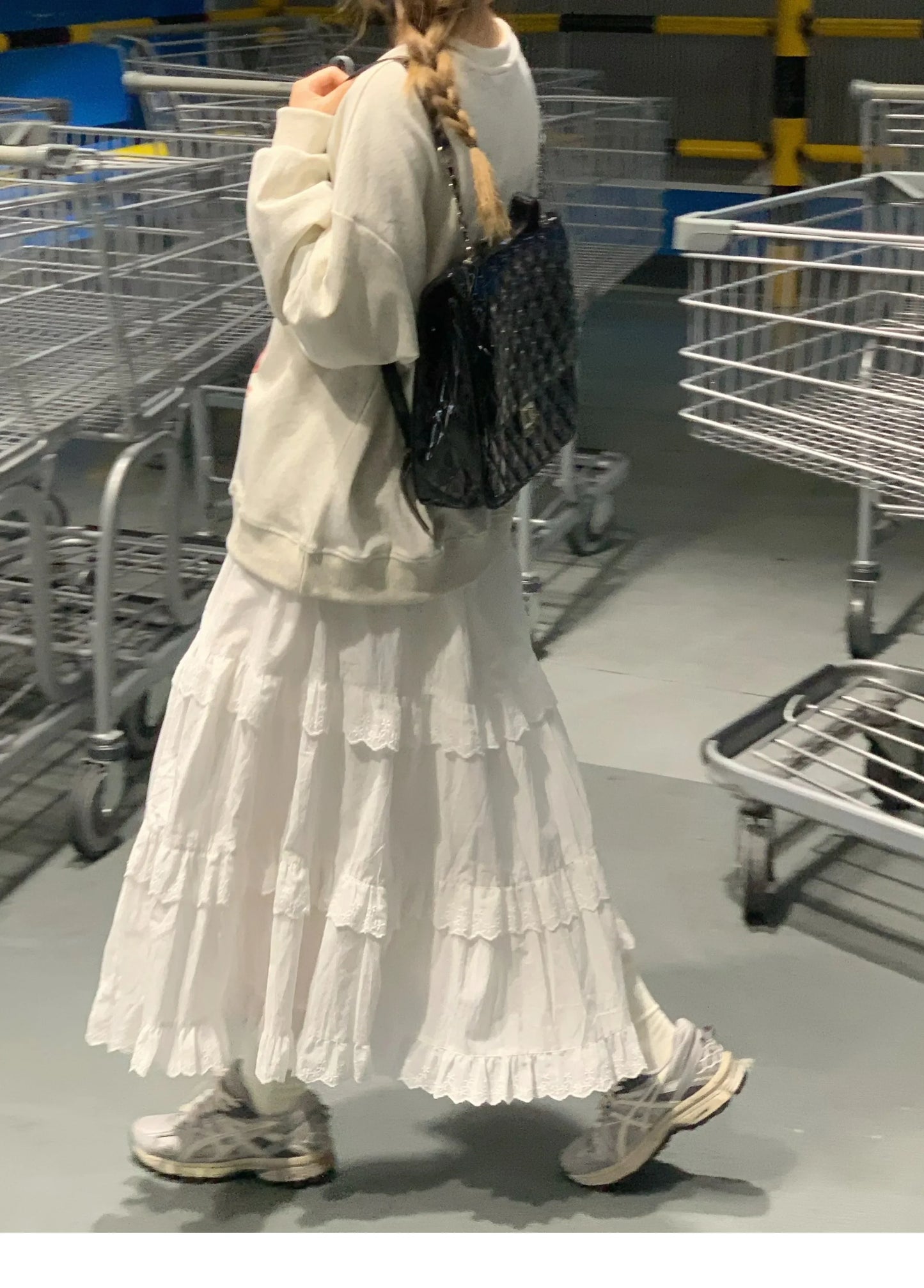 New Fashion 2025 A-line Loose Skirts Woman Korean Style Female Lace Fashion Leisure Spring Ankle-length Skirt Women