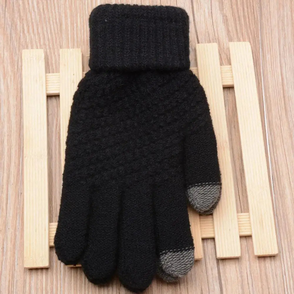 Women Men Warm Winter Touch Screen Gloves Stretch Classical Knit Mittens Wool Full Finger Outdoor Cycling Driving Glove BAZAARHUBO