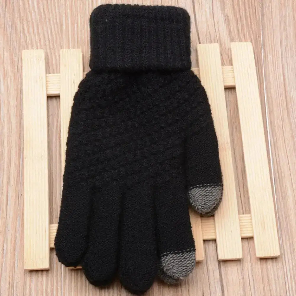 Women Men Warm Winter Touch Screen Gloves Stretch Classical Knit Mittens Wool Full Finger Outdoor Cycling Driving Glove BAZAARHUBO