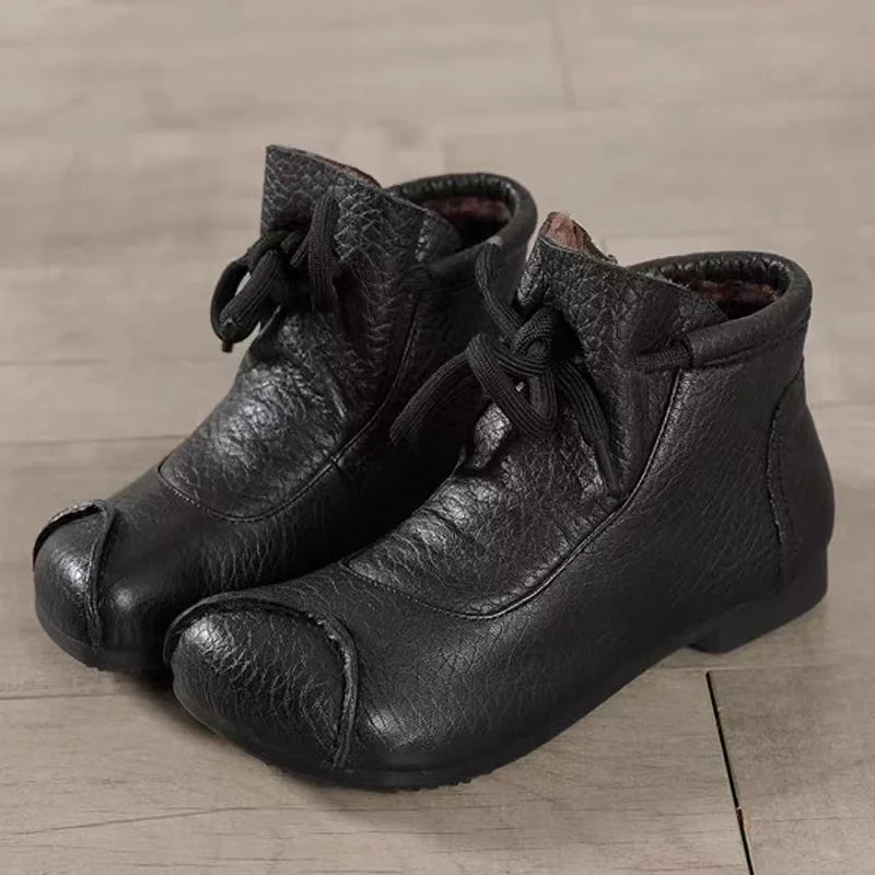 Careaymade-Genuine leather women's boots Fashion retro warm Oversized shoes cow leather Pure handmade ankle boots Casual boots